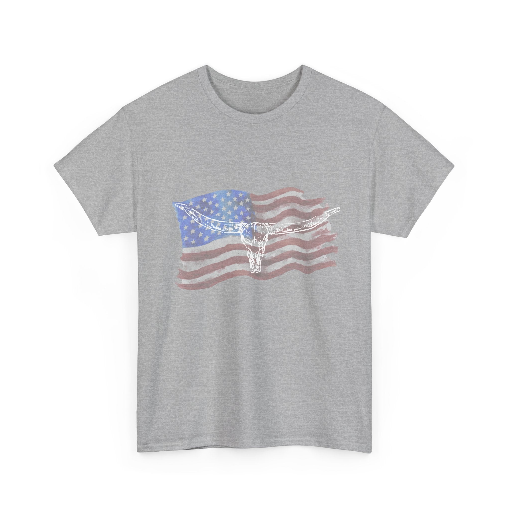 Unisex American Flag Longhorn Tee