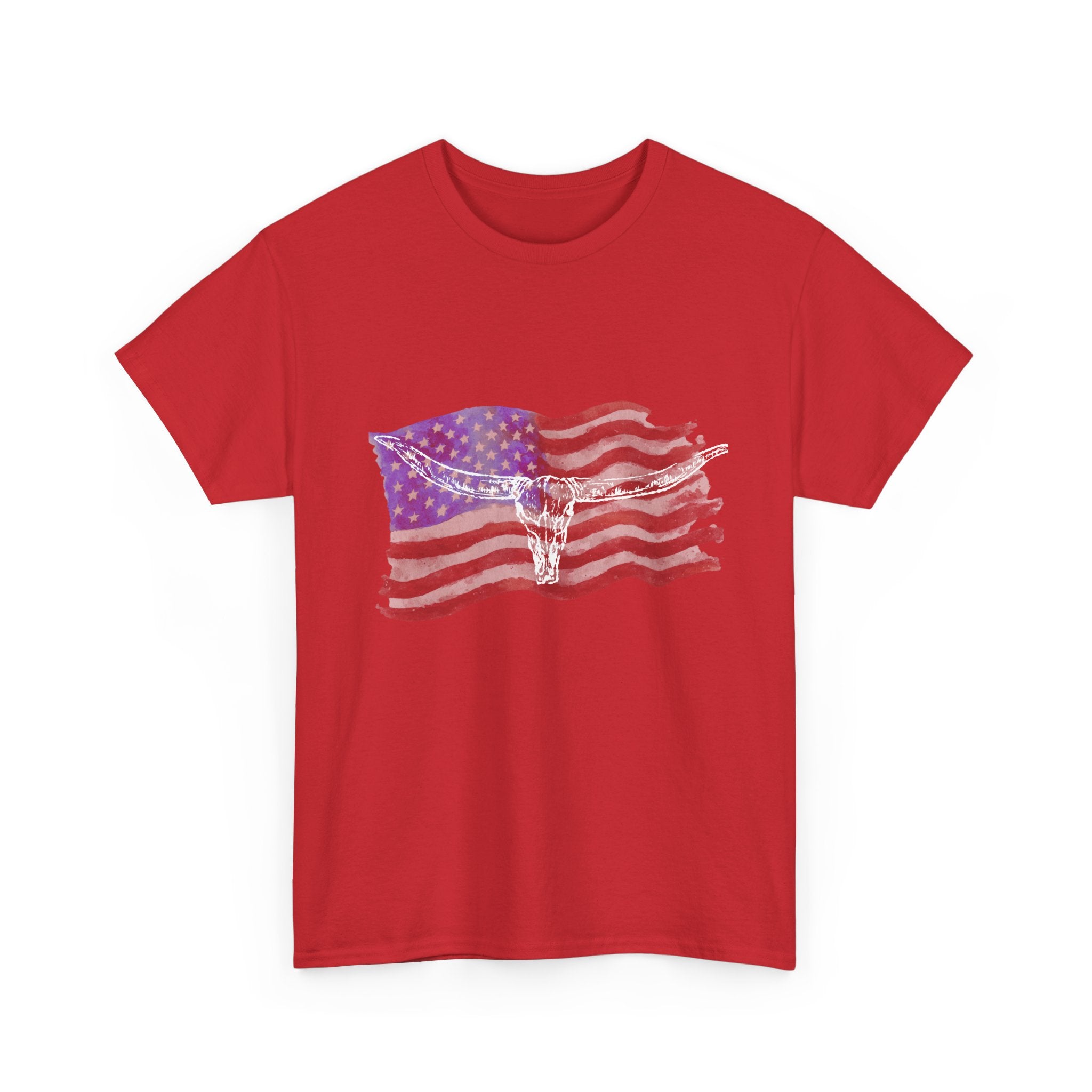 Unisex American Flag Longhorn Tee