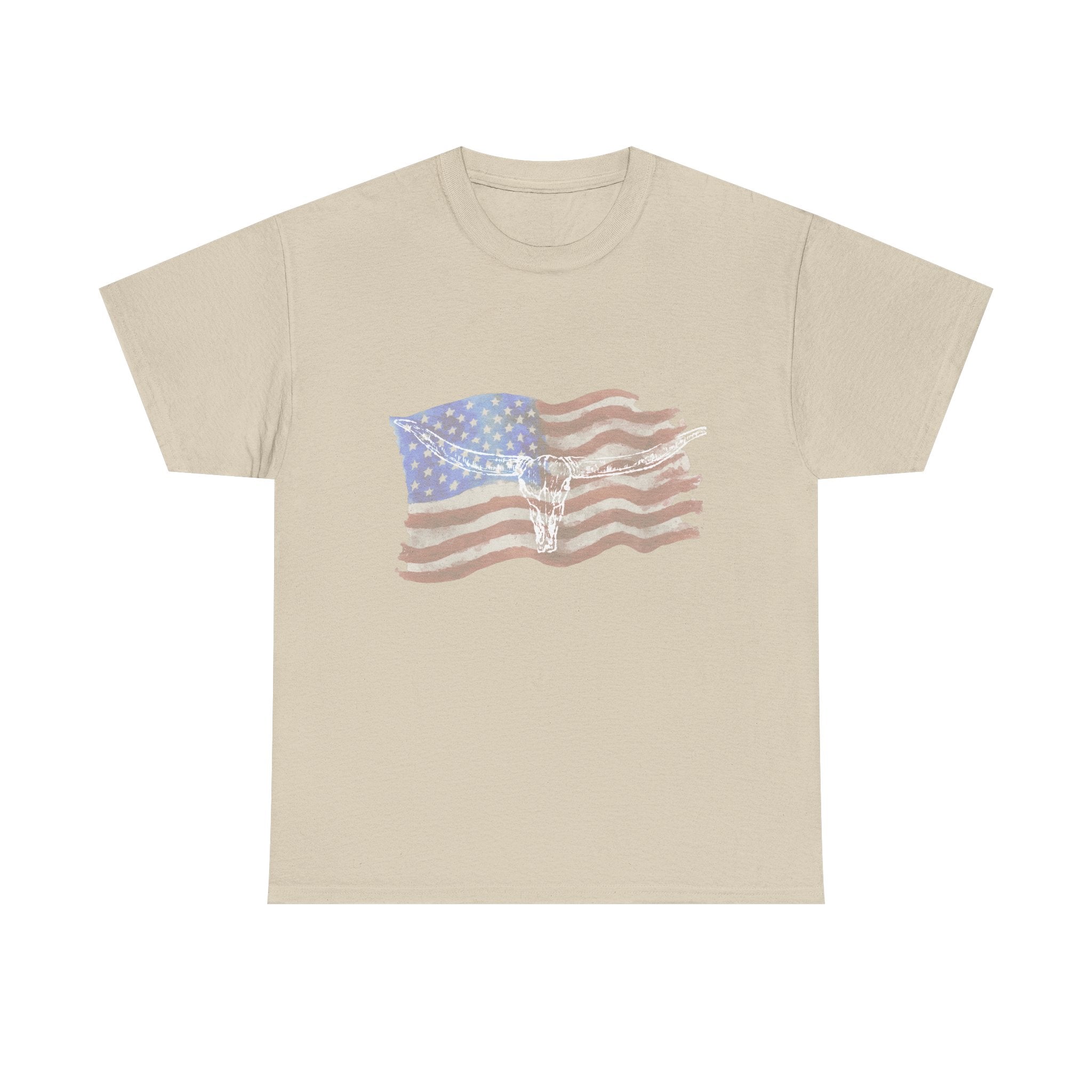 Unisex American Flag Longhorn Tee
