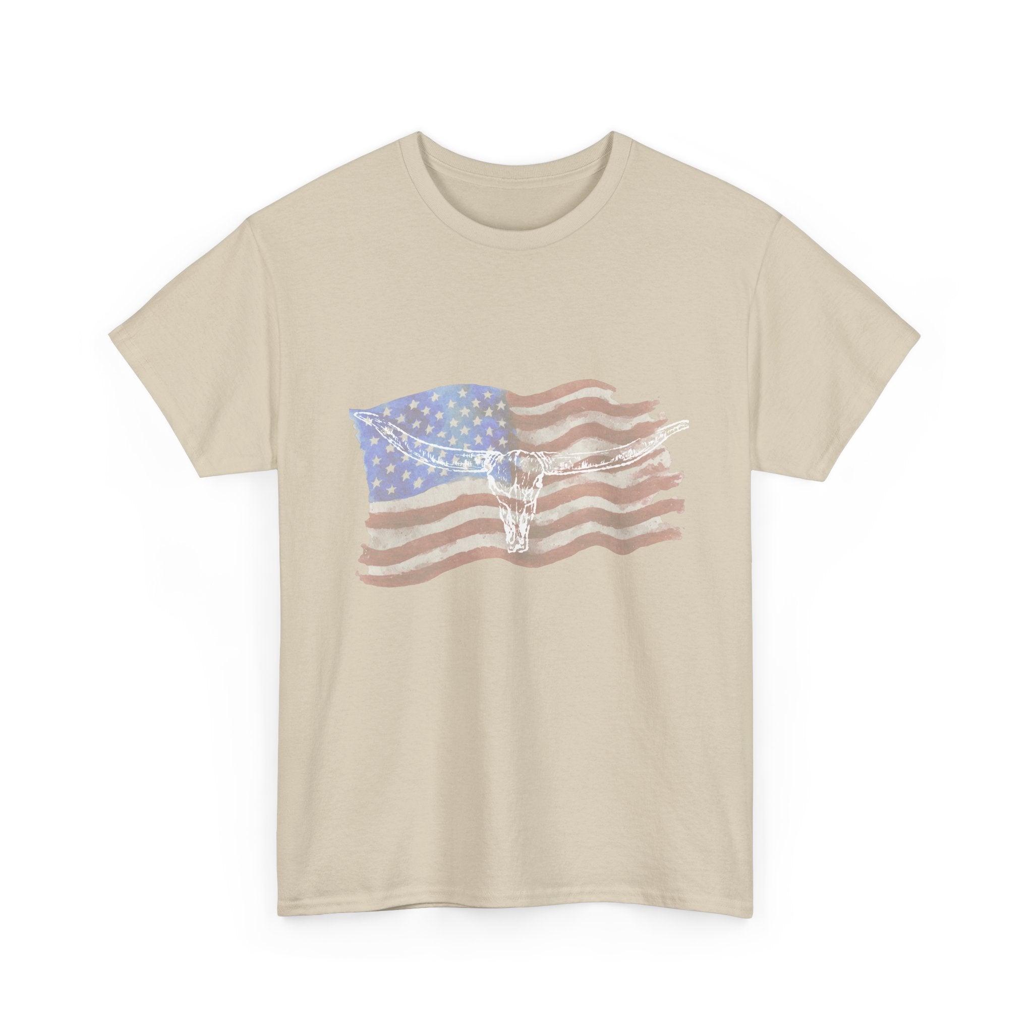 Unisex American Flag Longhorn Tee