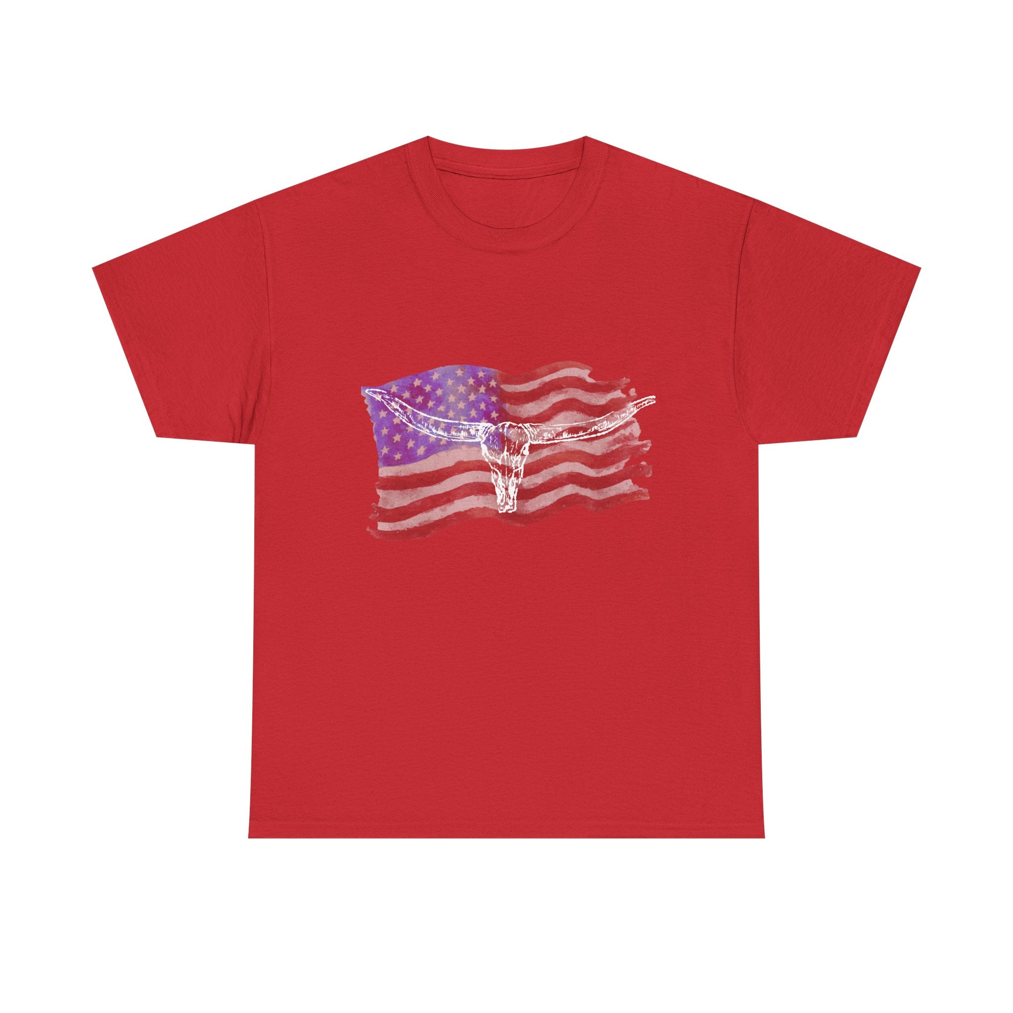 Unisex American Flag Longhorn Tee