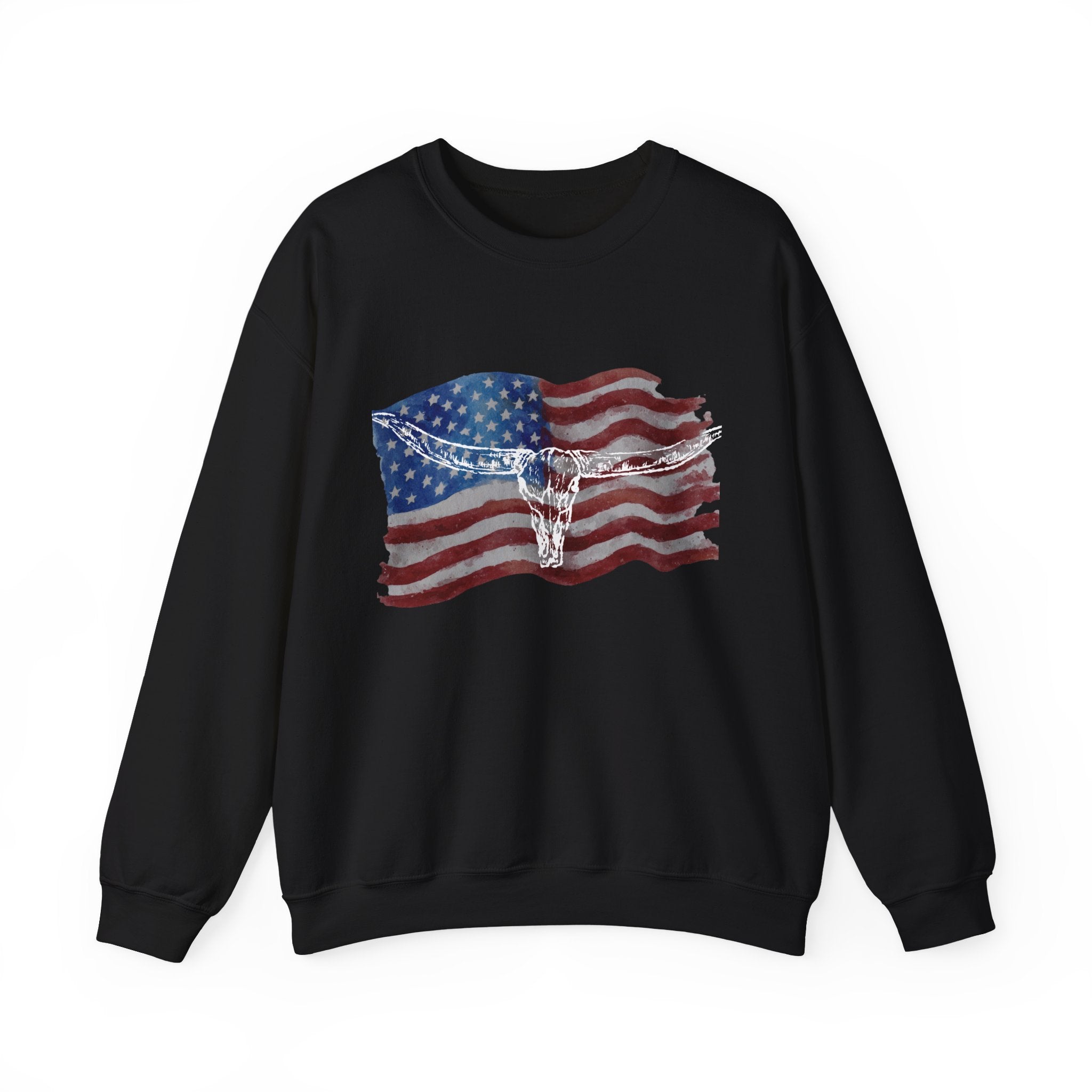 Unisex American Flag Longhorn Crewneck