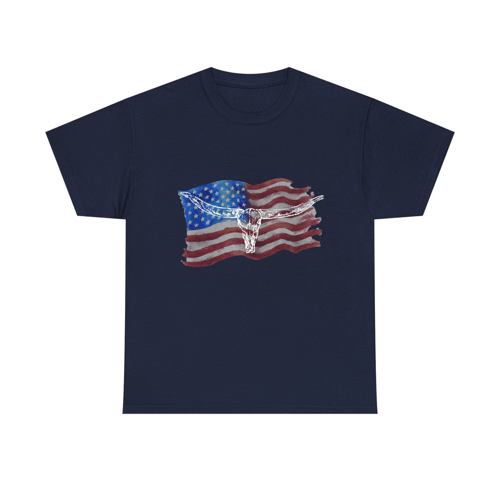 Unisex American Flag Longhorn Tee