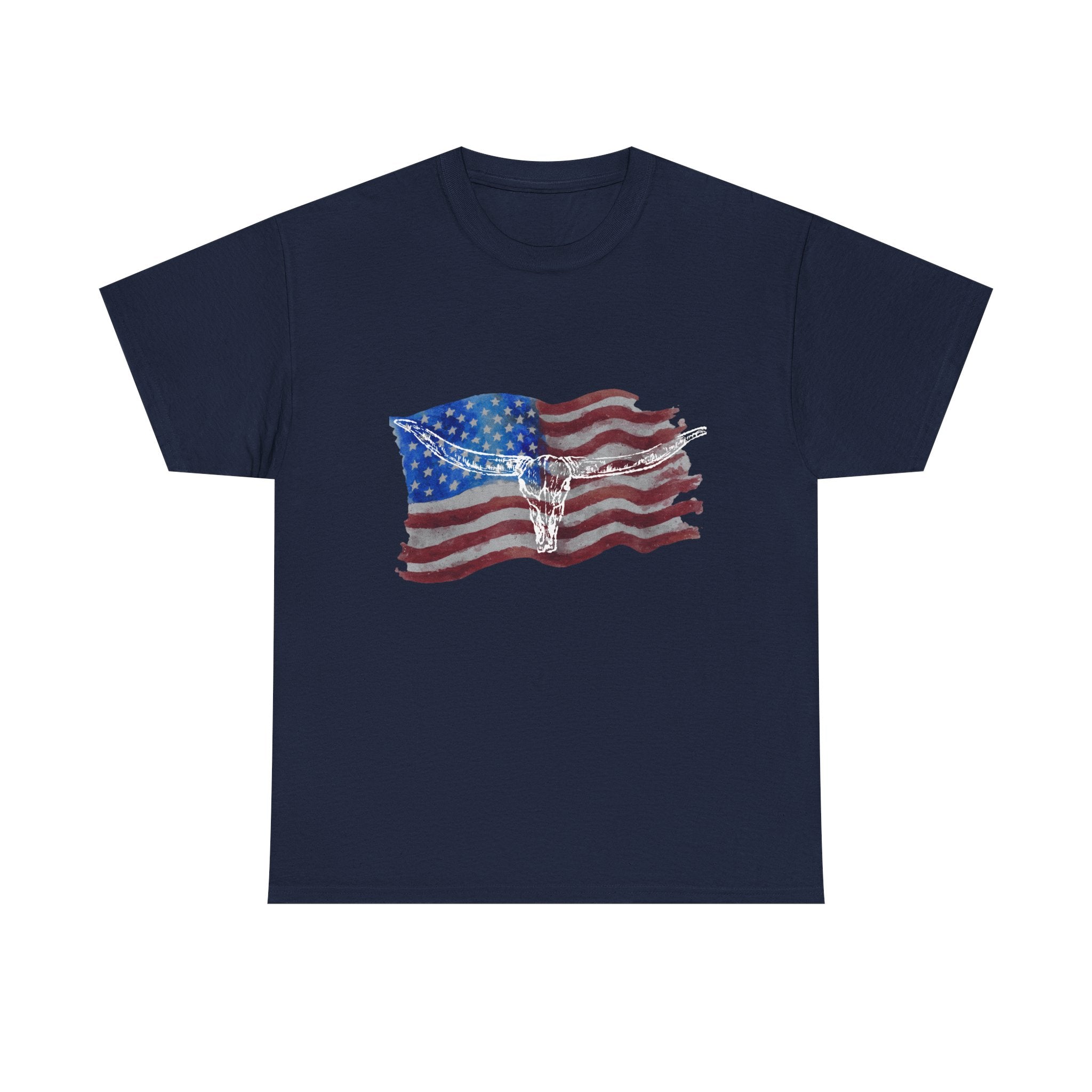 Unisex American Flag Longhorn Tee