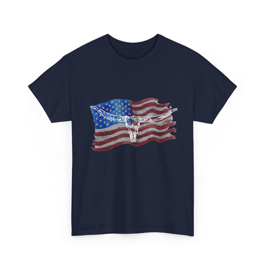 Unisex American Flag Longhorn Tee