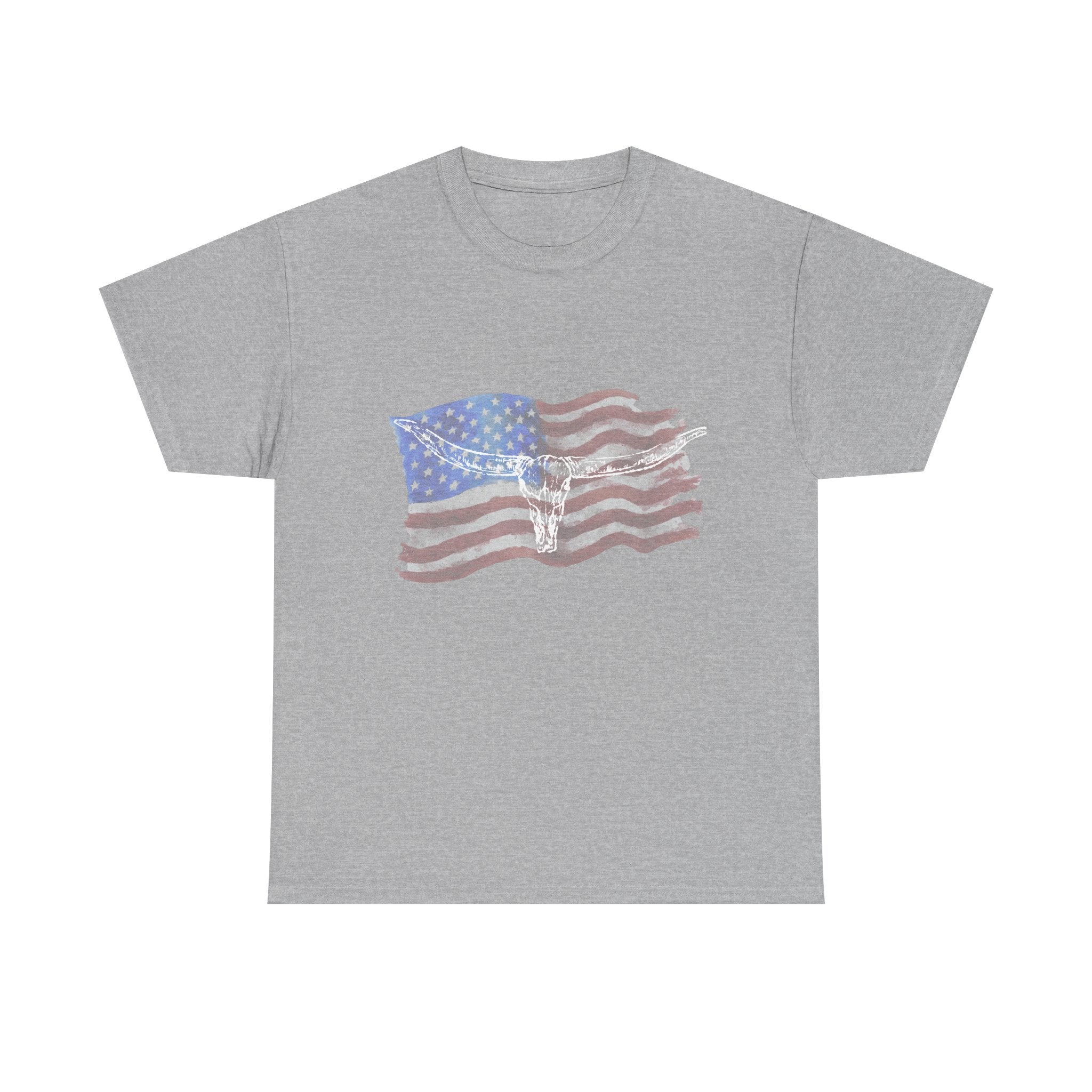 Unisex American Flag Longhorn Tee