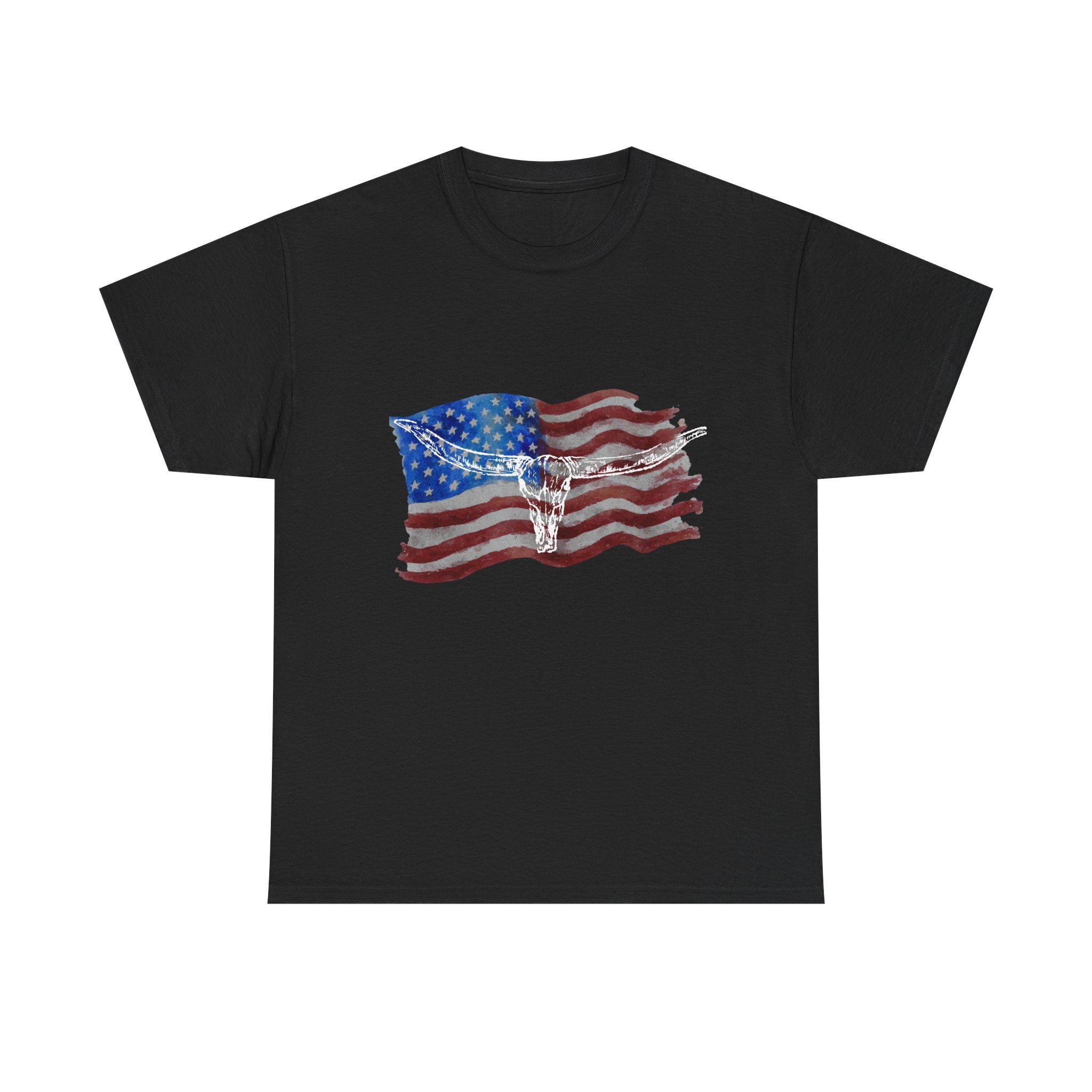 Unisex American Flag Longhorn Tee