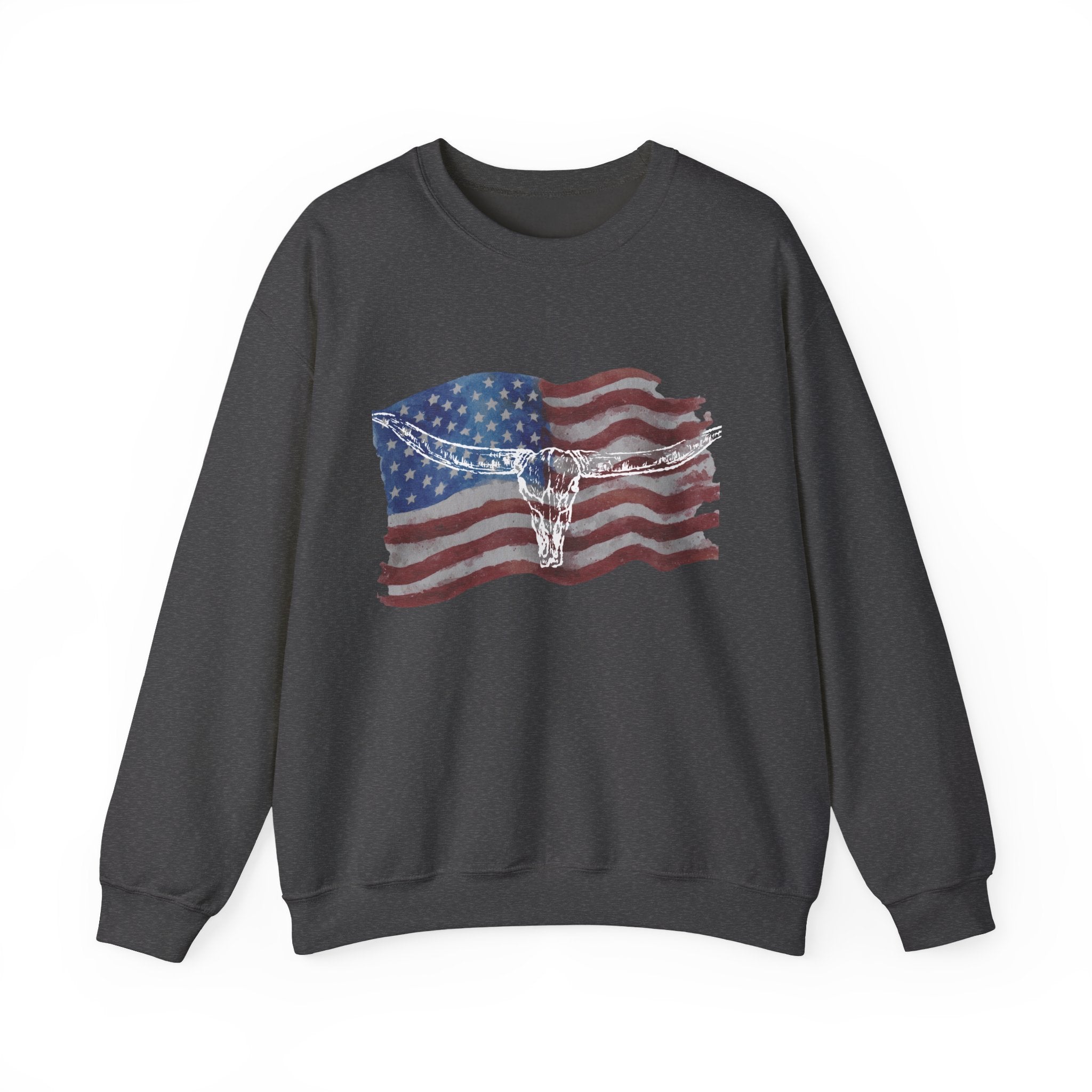 Unisex American Flag Longhorn Crewneck